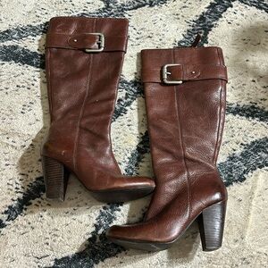 Fossil brown leather knee high boots size 7